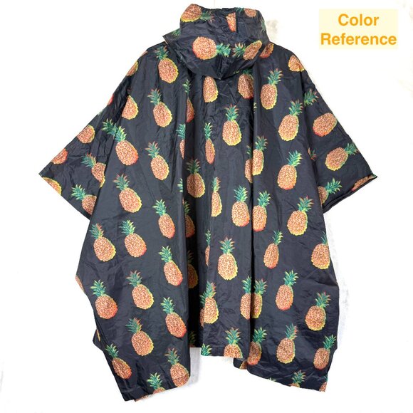 VIBE FESTIVAL GEAR Quality Rainwear Sweden Rain Poncho Hooded Pineapple 72" x 52 - Picture 3 of 7